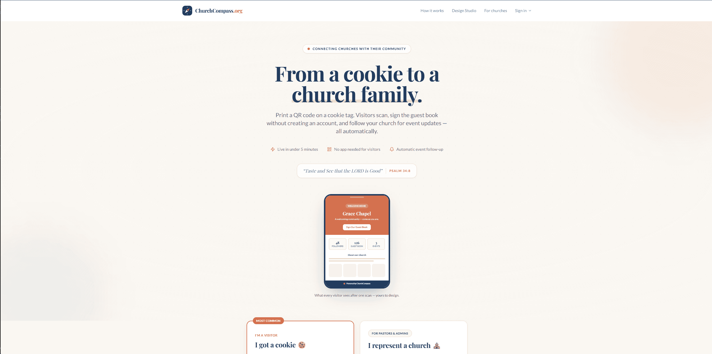 ChurchCompass community discovery platform homepage